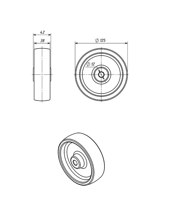 Колесо к огнетушителю ОП-50,100  диаметр 125 мм.